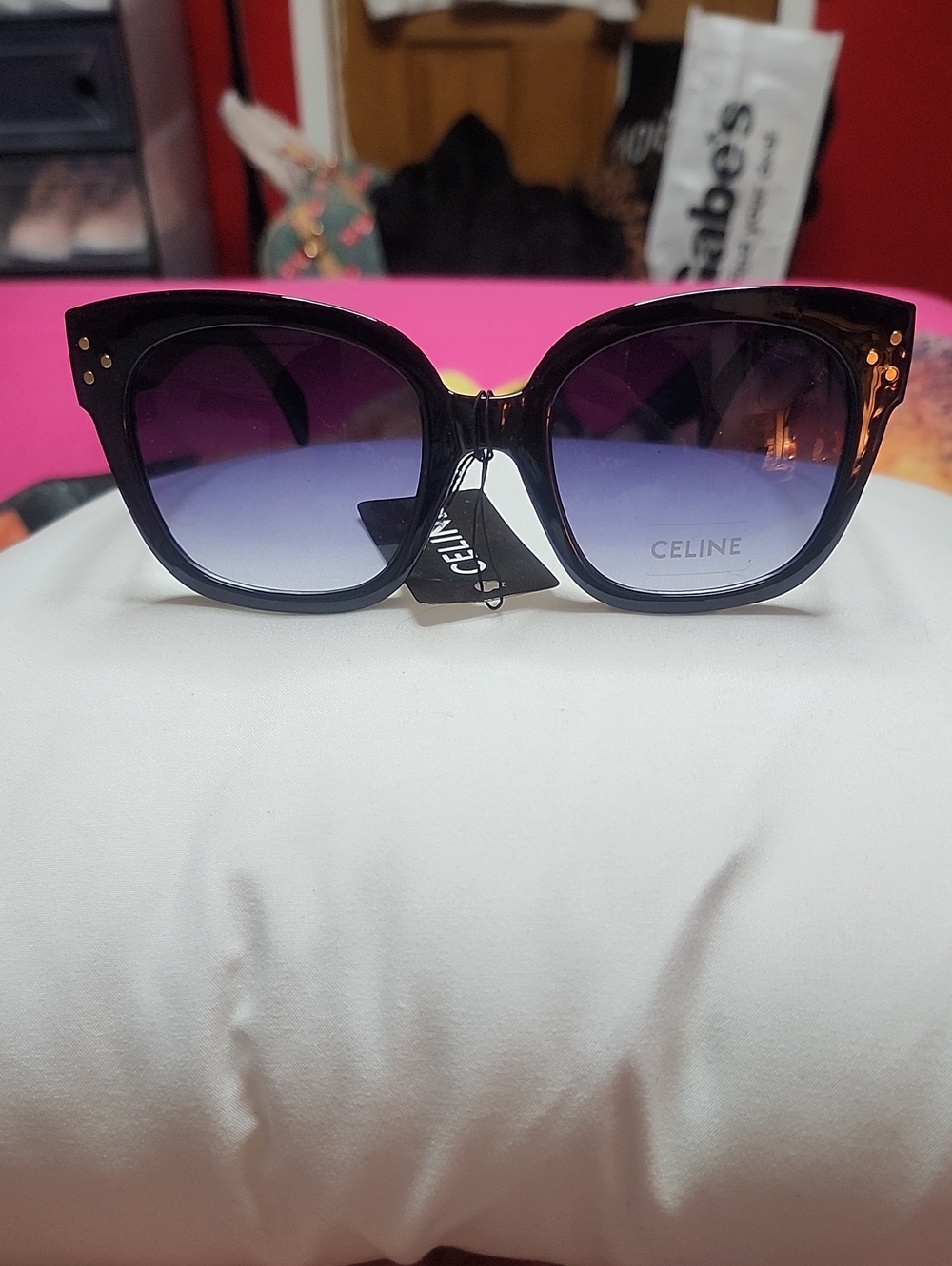 Fashion Black Frame Sunglasses with Blue-Purple Gradient Lenses